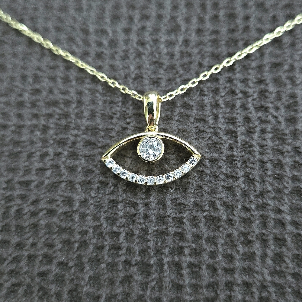 Fancy Silver🤍 Evil Eye🧿 Pendant Necklace - Picture 10 of 16
